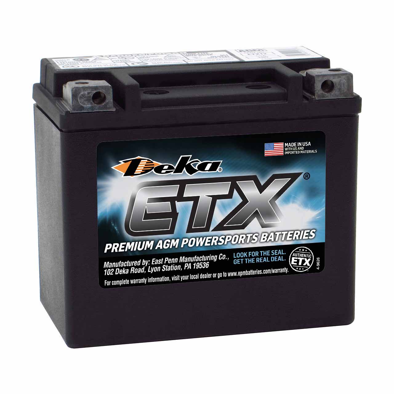 Deka ETX14 AGM Powersport Battery – Group 14 – Factory Activated Deka ETX12 AGM Powersport Battery – Group 12 – Factory Activated