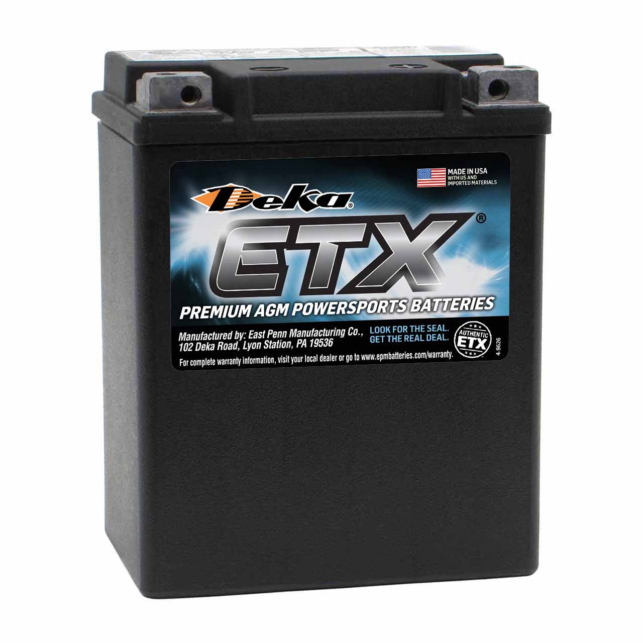 Deka ETX15L AGM Powersport Battery – Group 14AHL – Factory Activated