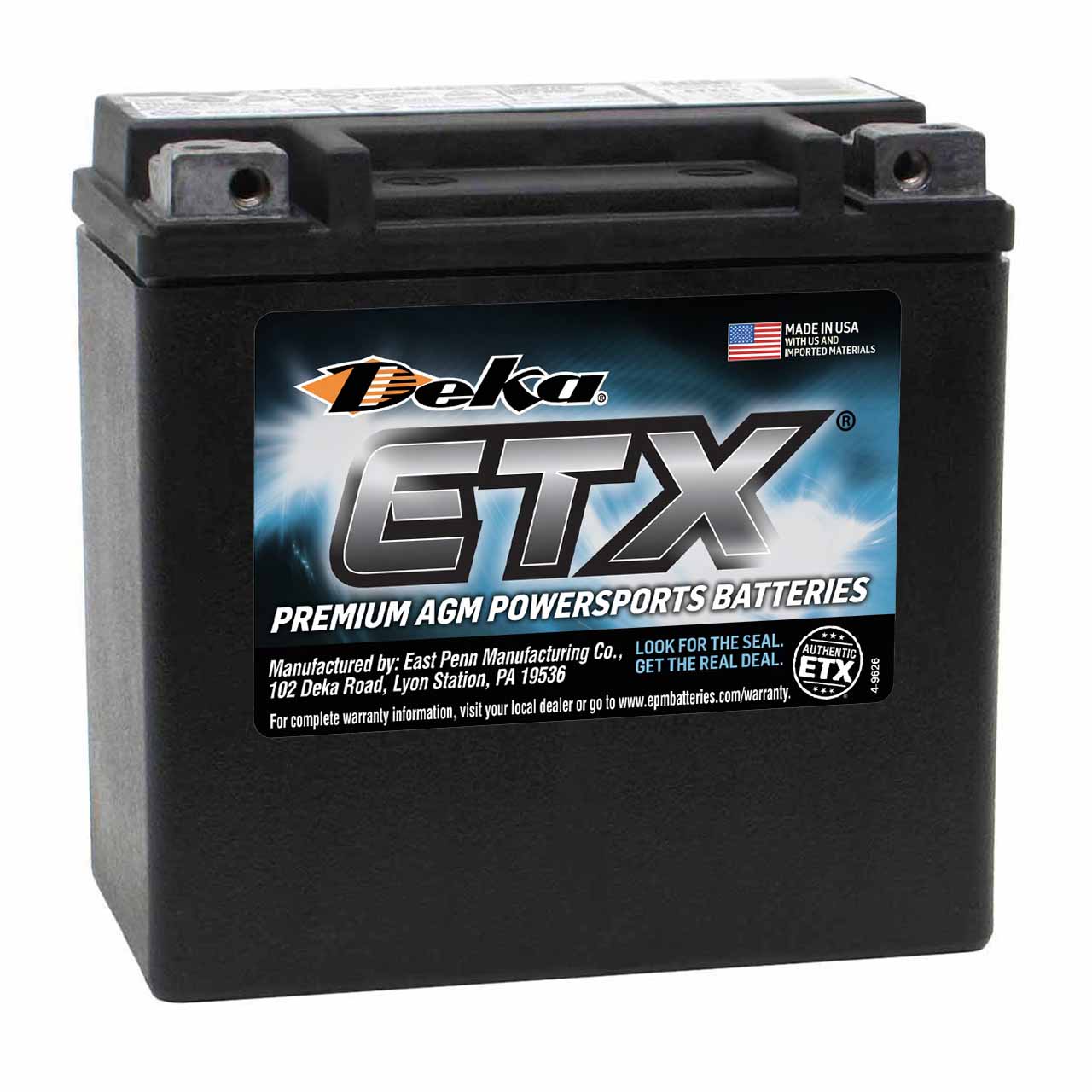 Deka ETX14 AGM Powersport Battery &ndash; Group 14 &ndash; Factory Activated