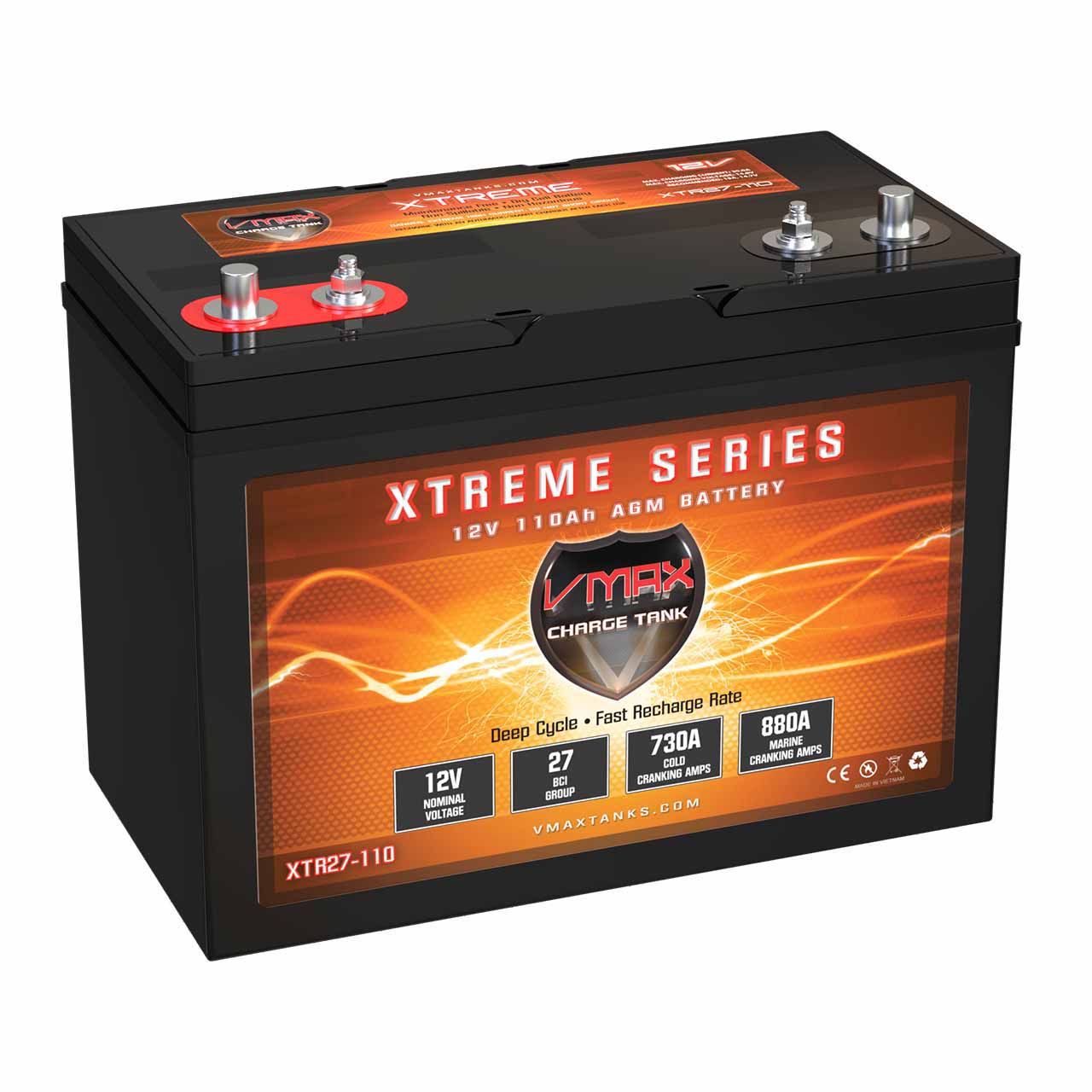 VMAX XTR27-110 12V 110Ah AGM Deep Cycle Battery – Group 27 VMAX XTR27-110 12V 110Ah AGM Deep Cycle Battery – Group 27