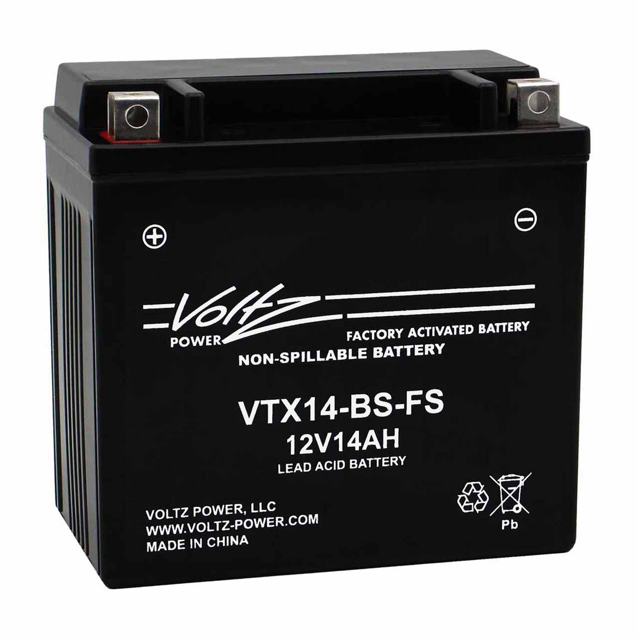 Voltz VTX14 AGM Powersport Battery &ndash; Group 14 &ndash; Factory Activated