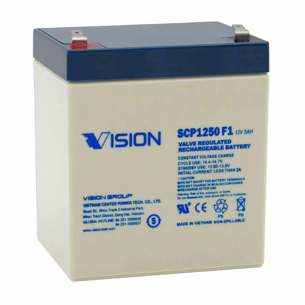 VMAX V10-63 12V 10Ah Deep Cycle AGM Battery – F2 Terminals Vision SCP1250 12V 5Ah SLA Battery with F1 Terminals