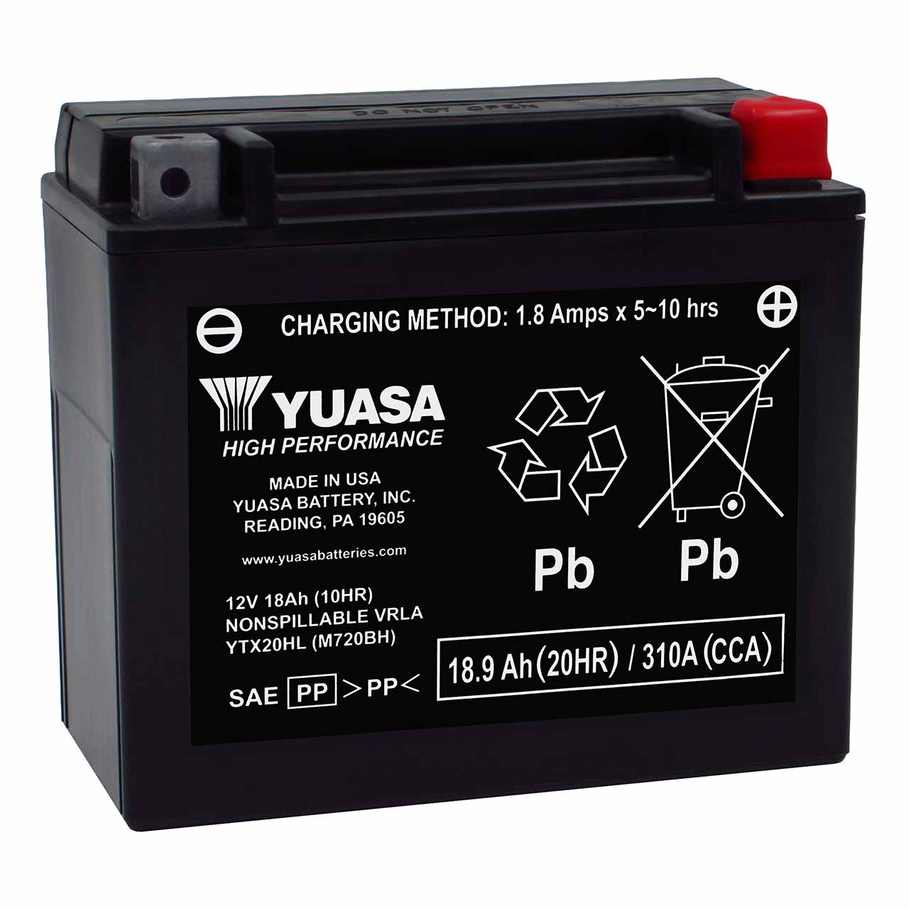 Yuasa YTX20HL AGM Powersport Battery – Group 20HL