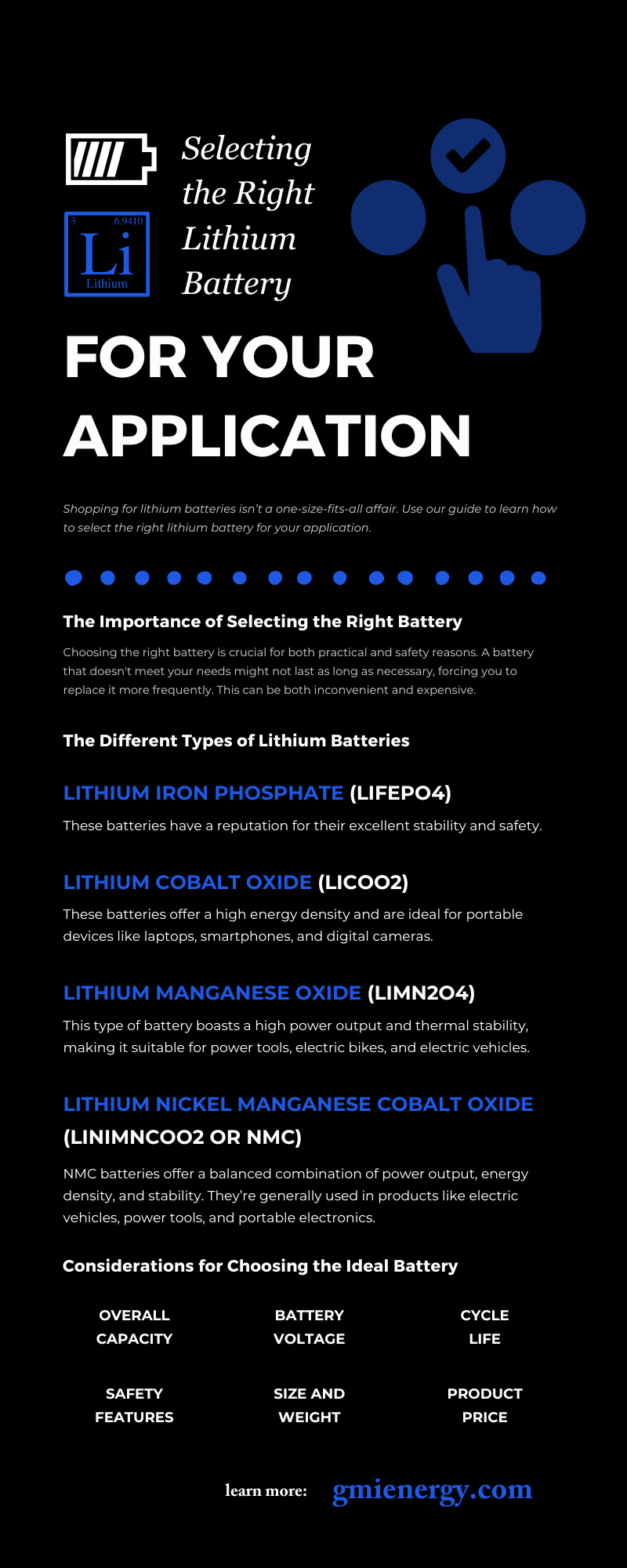 Selecting the Right Lithium Battery for Your Application